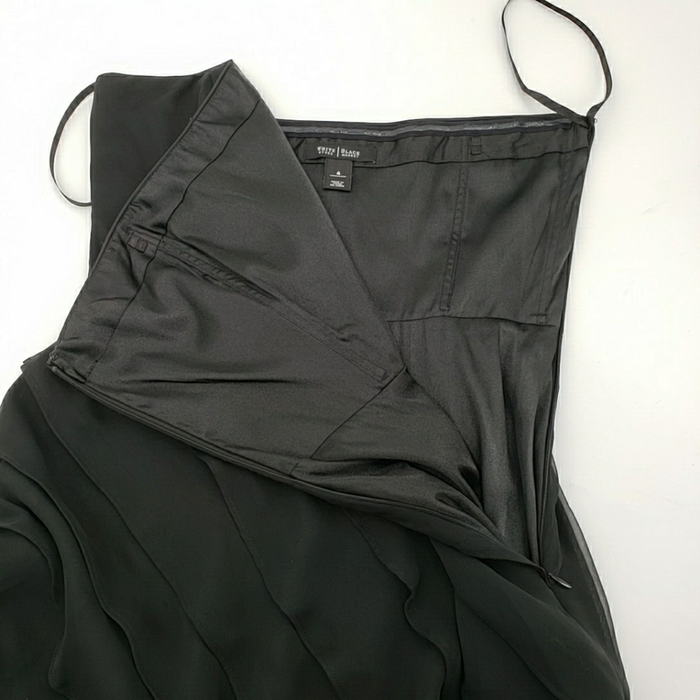 White House Black Market Strapless Black Ruffle Dress - Picture 6 of 9